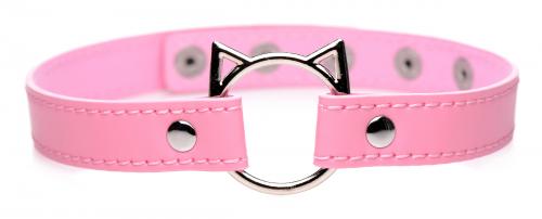 Master Series - Kinky Kitty Ring Slim Choker - Pink
