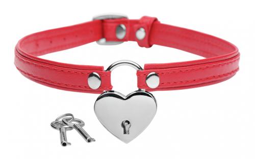 Master Series - Herzschloss - Halsband mit Schlüsseln - Rot