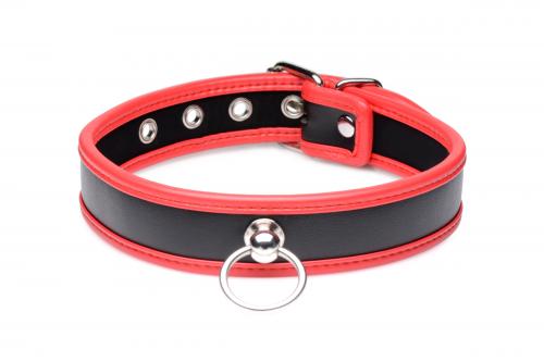 Master Series - Auffälliges Halsband mit O-Ring - Schwarz/Rot