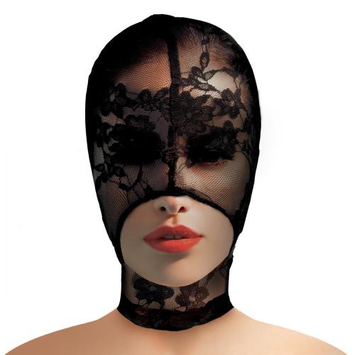 Master Series - Lace Seduction Bondage-Maske - Schwarz