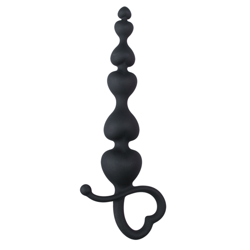 Easytoys Anal Collection - Schwarze Analkugeln mit herzförmigem Griff